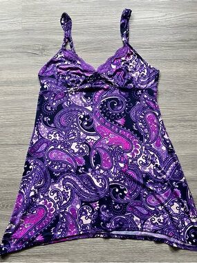 Purple Paisley Lace Lingerie Cotton Slip Dress